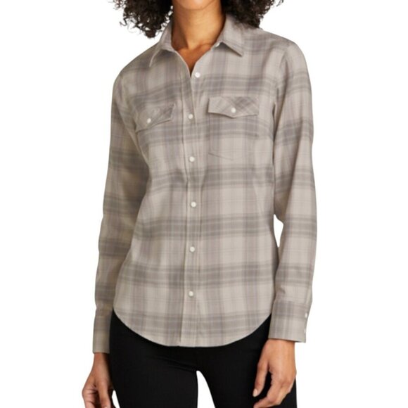 Port Authority Tops - Port Authority® Women's Long Sleeve Ombre Plaid Shirt I Size: XXL